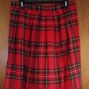Lands End 100% Wool Tartan Plaid Maxi Skirt